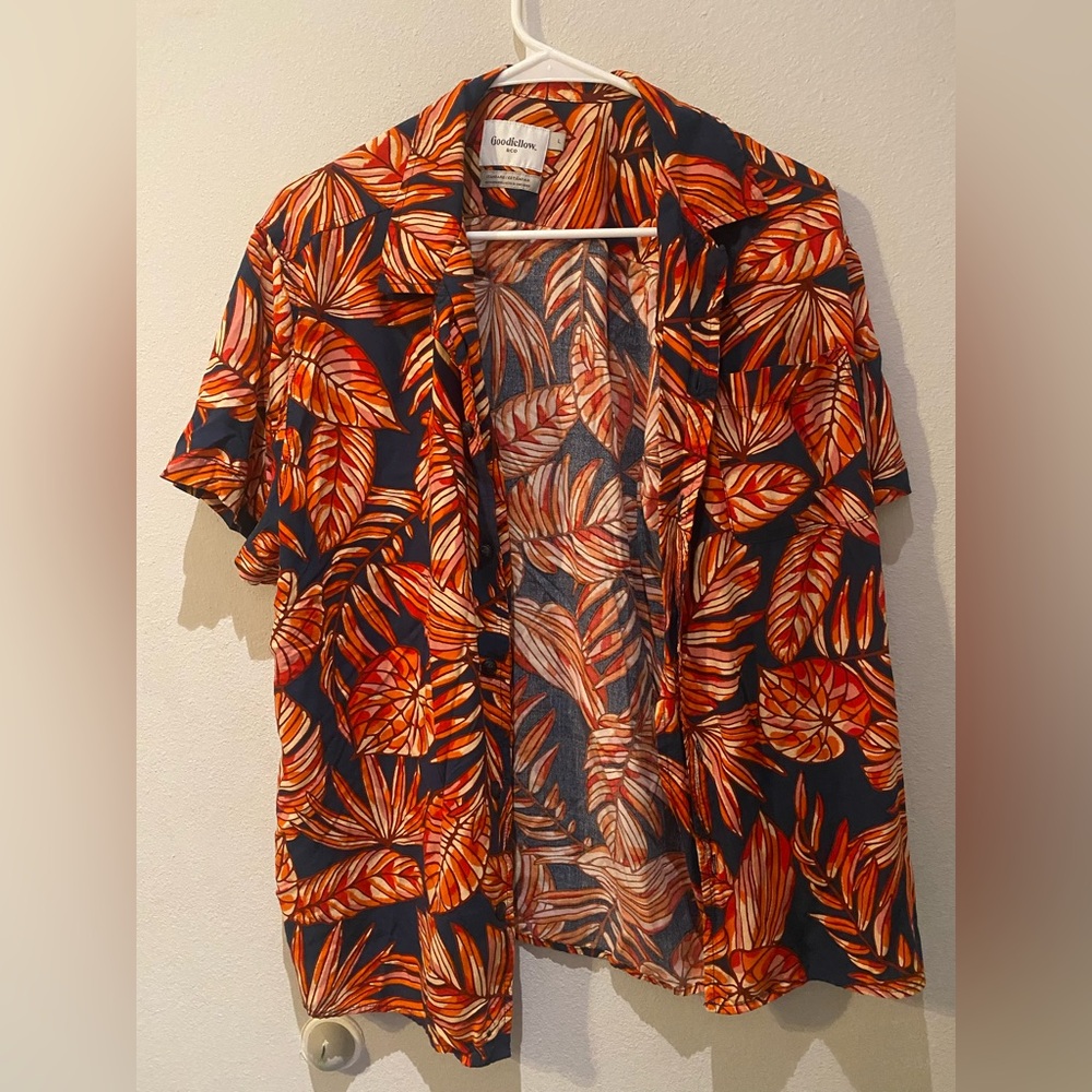 Goodfellow & Co Red and Orange Casual Button Down Shirt